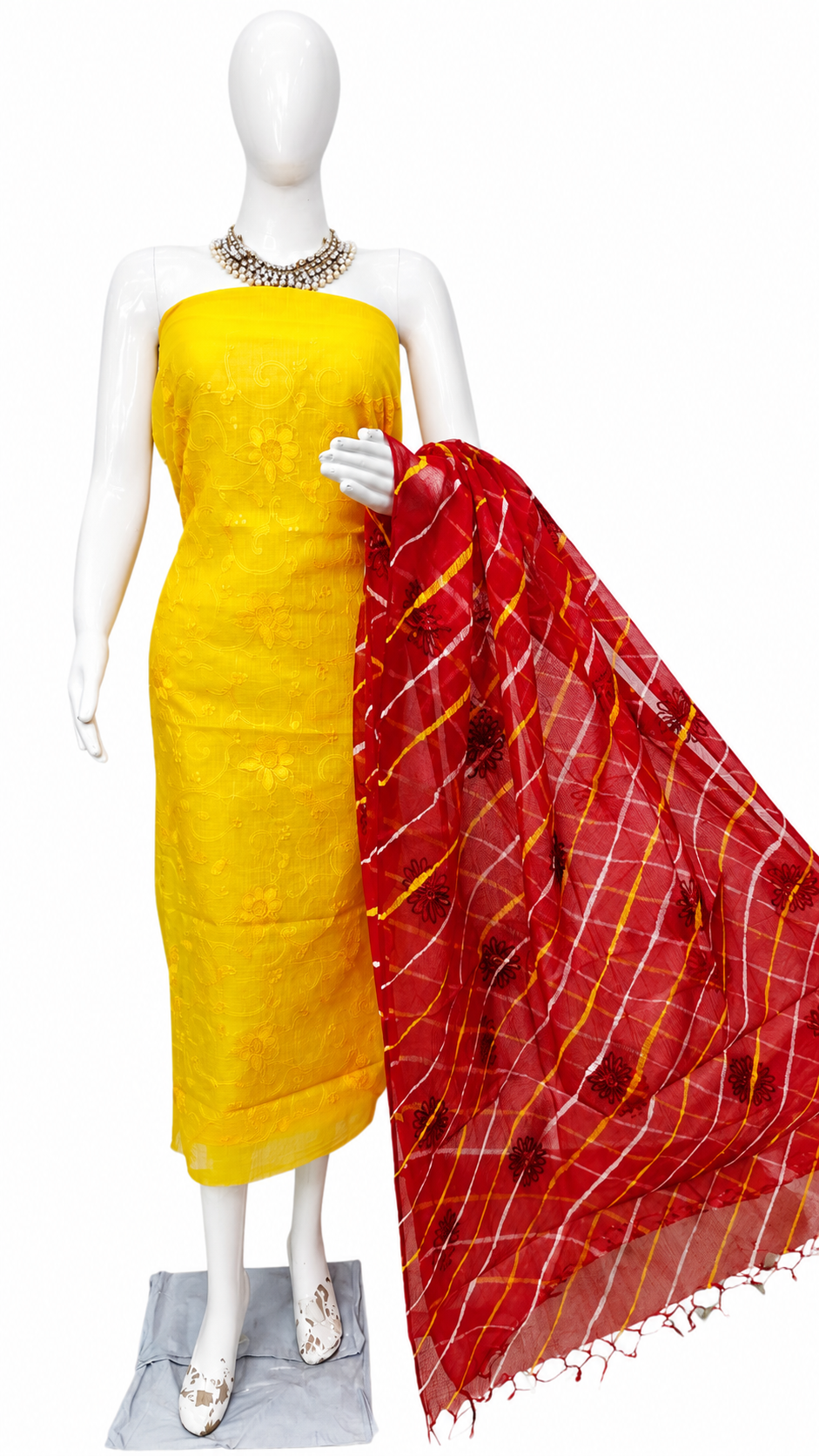 Kota Doriya Embroidery work 3-pc Unstitched Suit