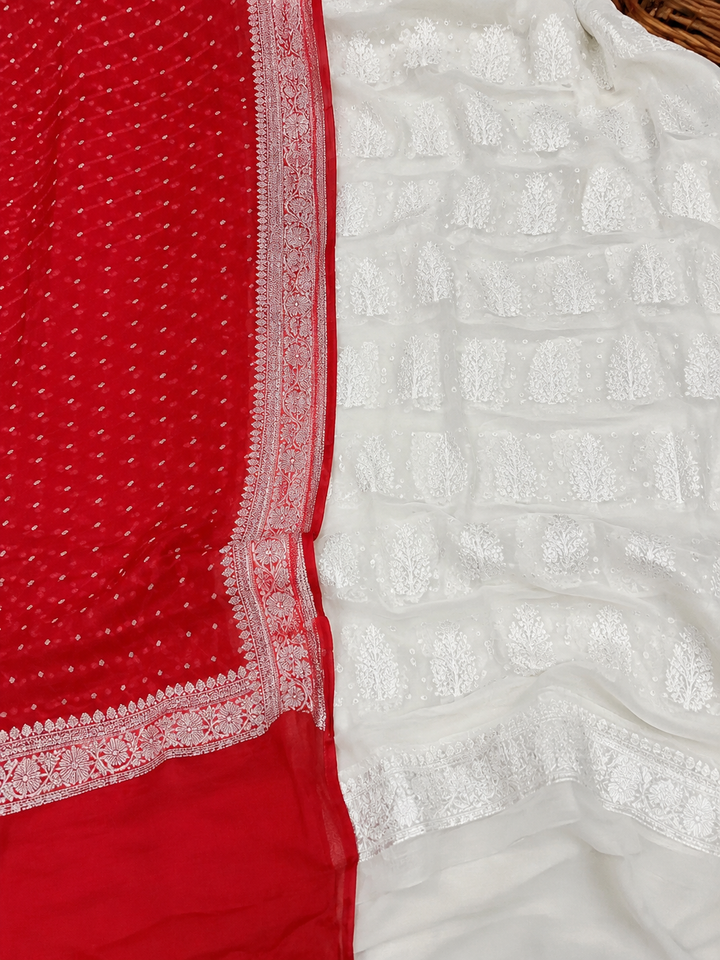 Pure Khaddi Georgette Unstitched Suit With Zari Work