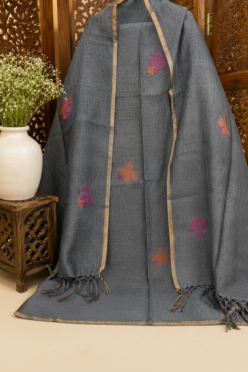 Pure Jayshree Linen Jamdani Work 2 pc Unstitched Suit