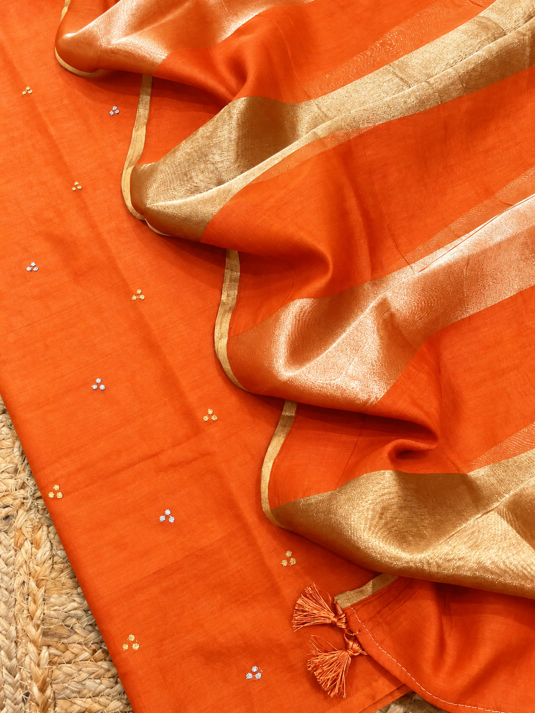 Pure Banarasi Chanderi Zari Work Unstitched Suit With Chanderi Silk Tissue Stripe Dupatta