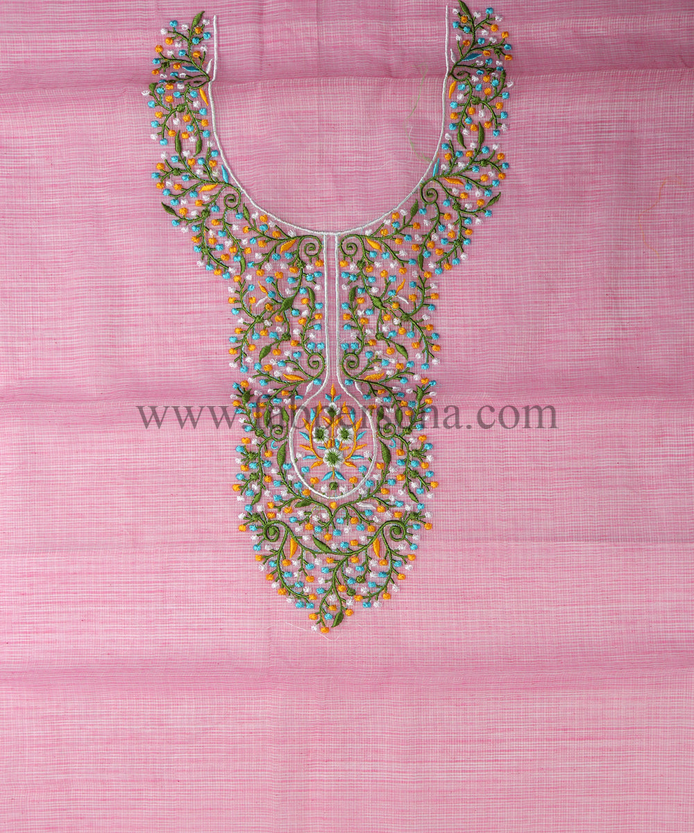 Pure Cotton Kota Doriya Embroidery Unstitched Suit With Dupatta (Without Bottom )