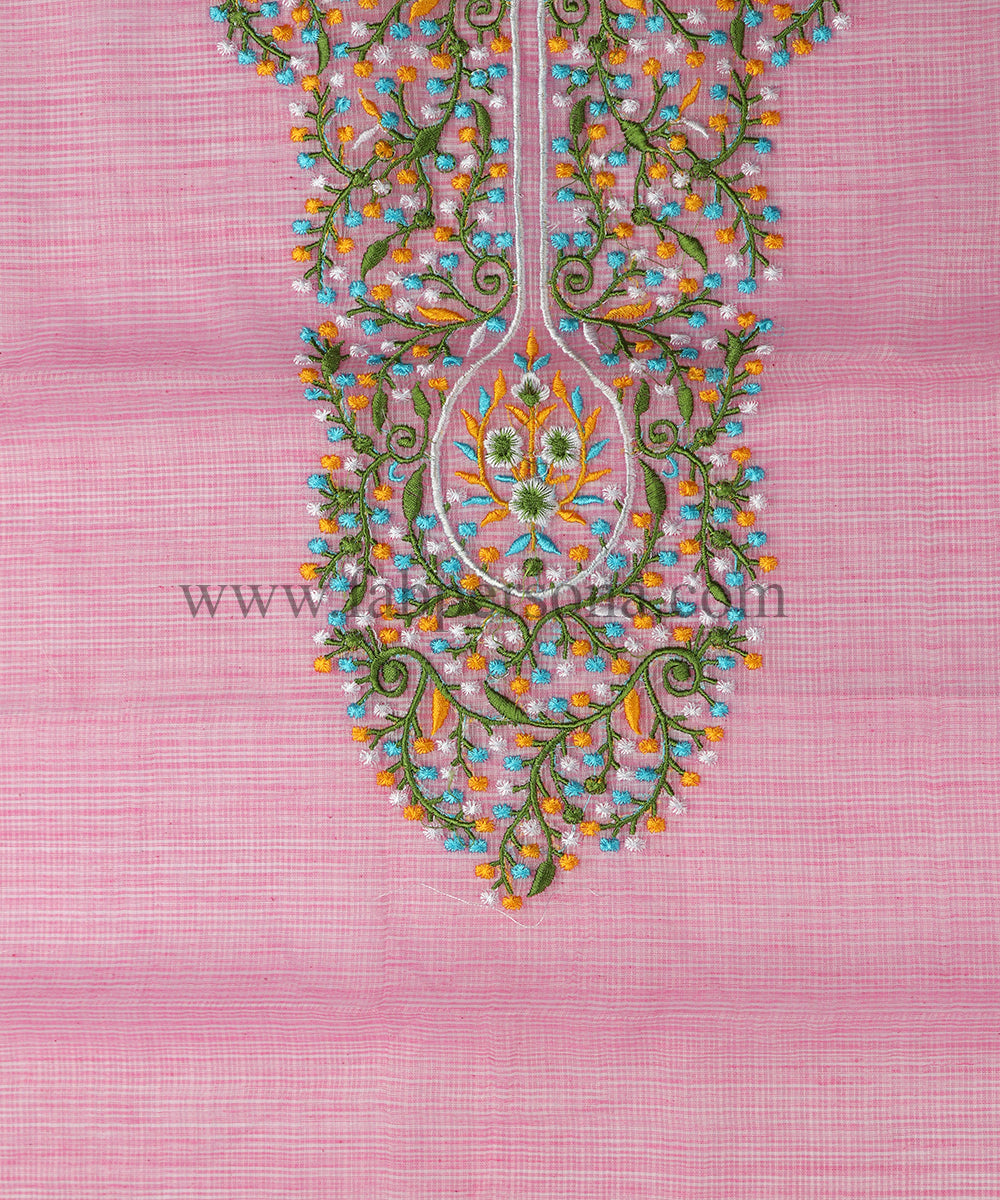 Pure Cotton Kota Doriya Embroidery Unstitched Suit With Dupatta (Without Bottom )