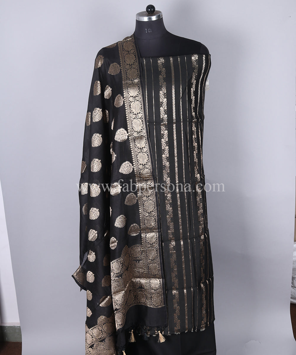 Pure Banarasi Resham Chanderi SilK Unstitched Suit With Resham Chandrei Dupatta.