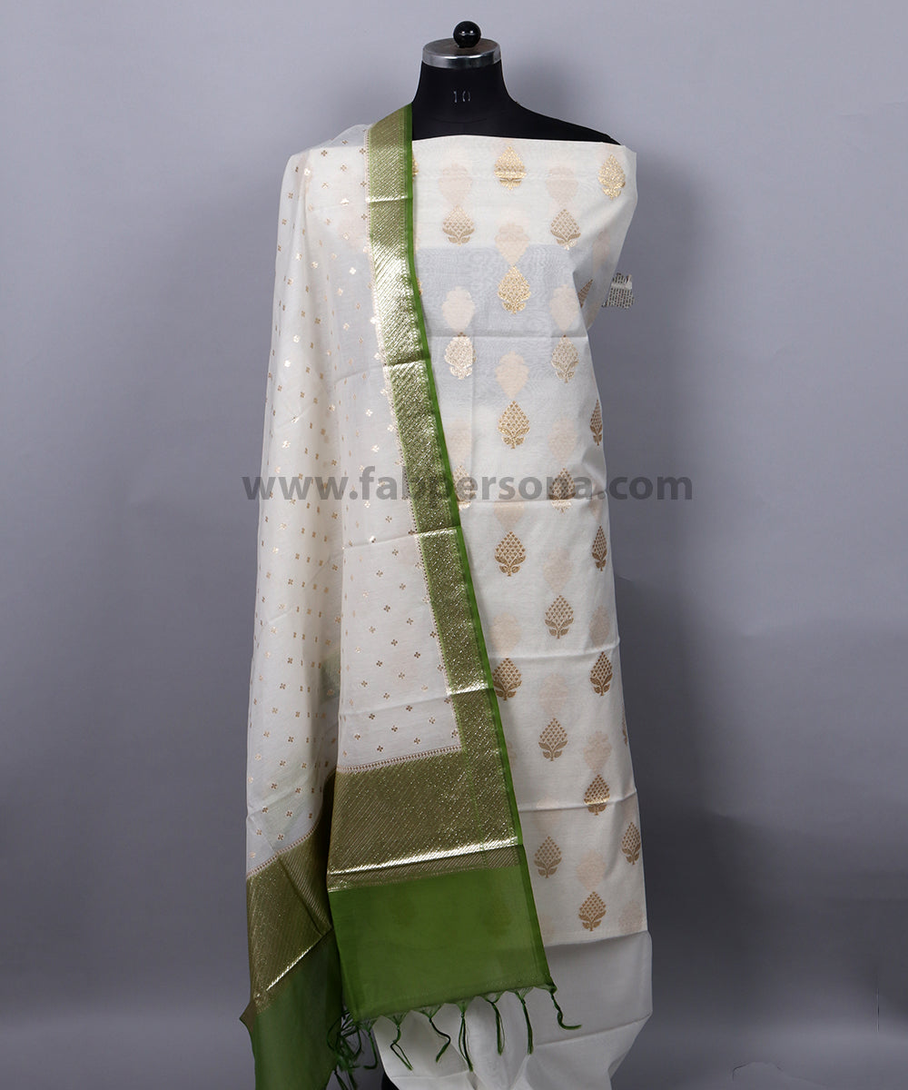 chanderi silk cotton dress material Buy Premium Mustard Floral Chanderi Silk Dress Materials Set