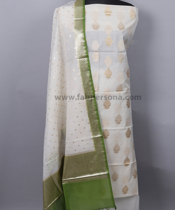 Exclusive Banarasi Chanderi Silk Unstitched Suit With Chanderi Dupatta.