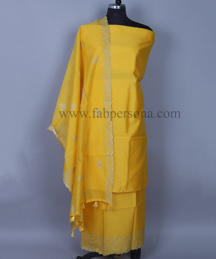 Pure Banarasi Chanderi Silk Embroidery Suit With Banarasi Chanderi Silk Duppata