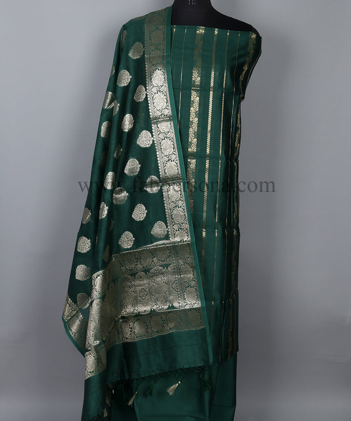 Pure Banarasi Resham Chanderi SilK Unstitched Suit With Resham Chandrei Dupatta.