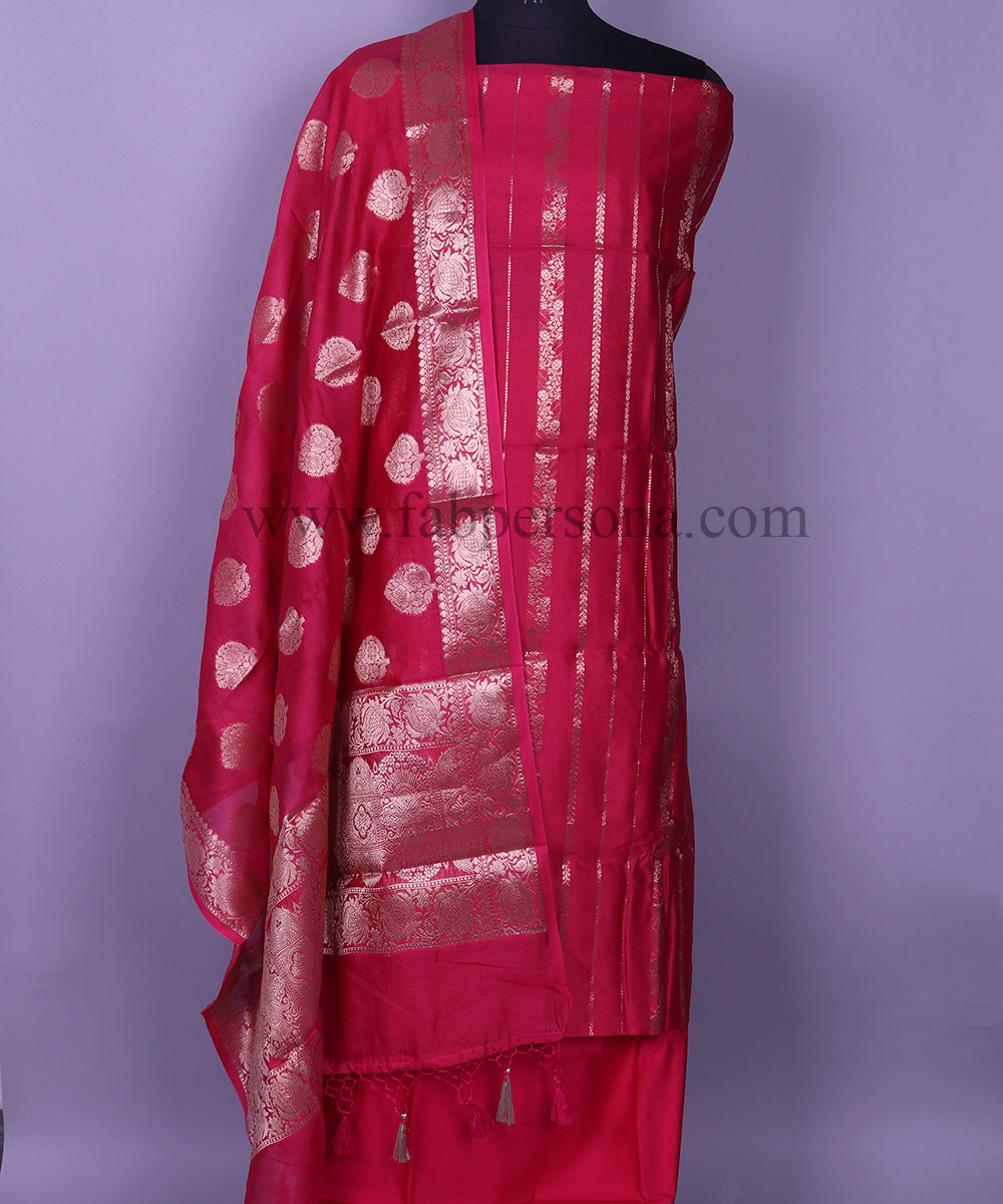 Pure Banarasi Resham Chanderi SilK Unstitched Suit With Resham Chanderi- Dupatta.