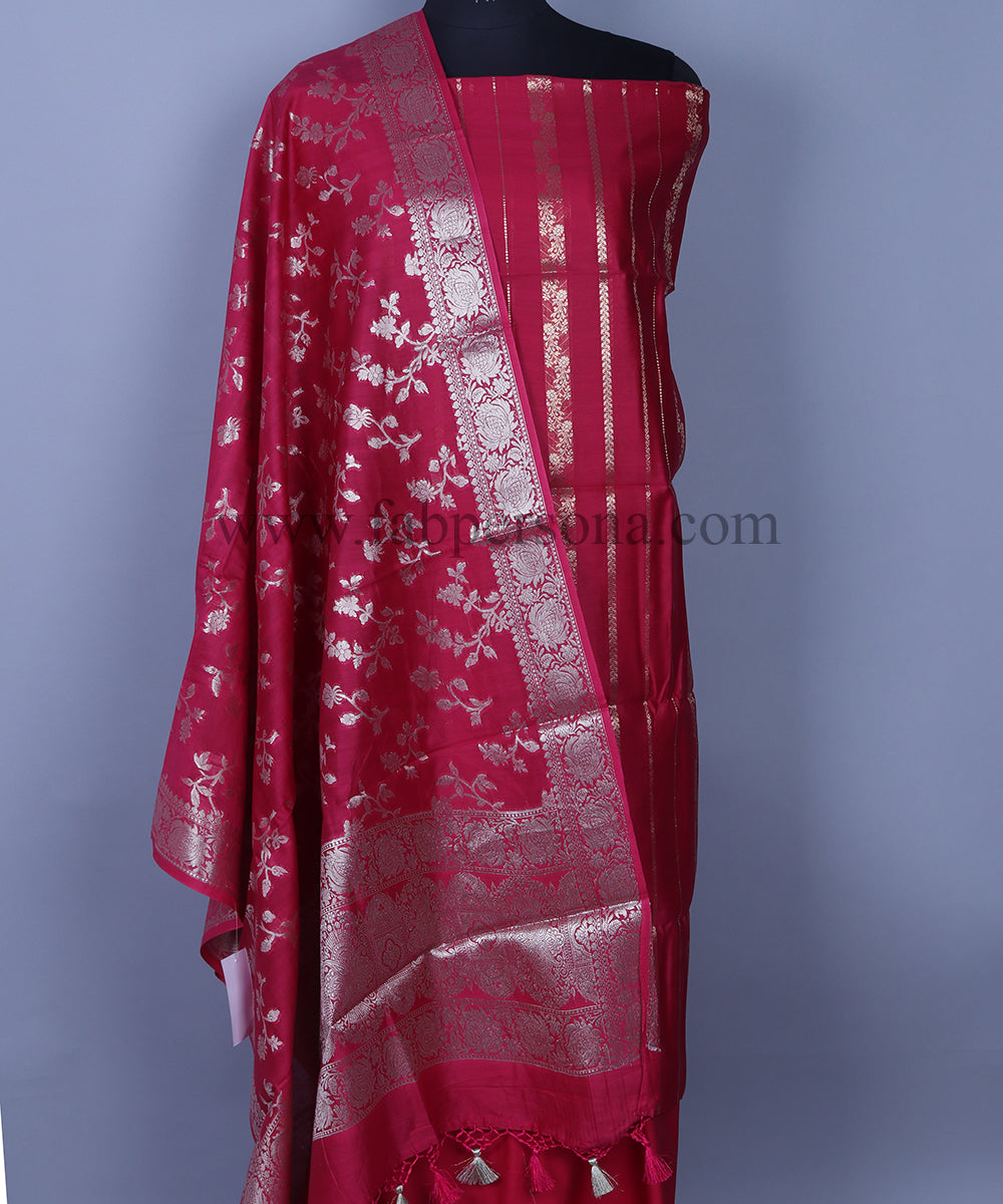 Pure Banarasi Resham Chanderi Zari Woven Unstitched Suit With Pure Chanderi Zari  Dupatta.