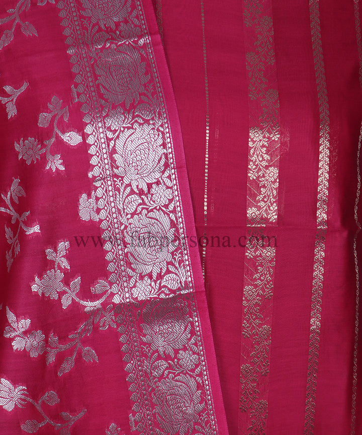 Pure Banarasi Resham Chanderi Zari Woven Unstitched Suit With Pure Chanderi Zari  Dupatta.