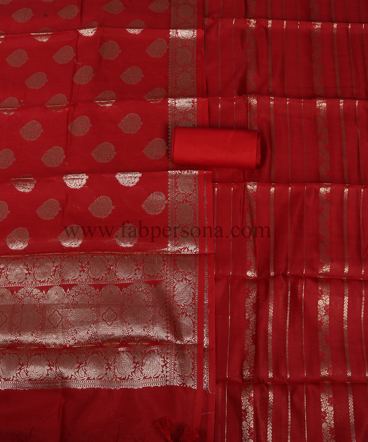 Pure Banarasi Resham Chanderi SilK Unstitched Suit With Resham Chandrei Dupatta.