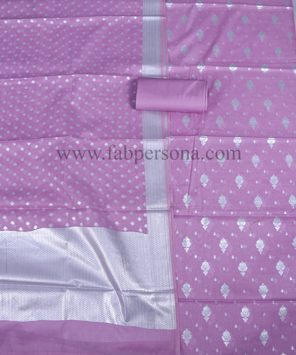 Pure Cotton Lorex Resham  Banarasi  Silk Unstitched Suit