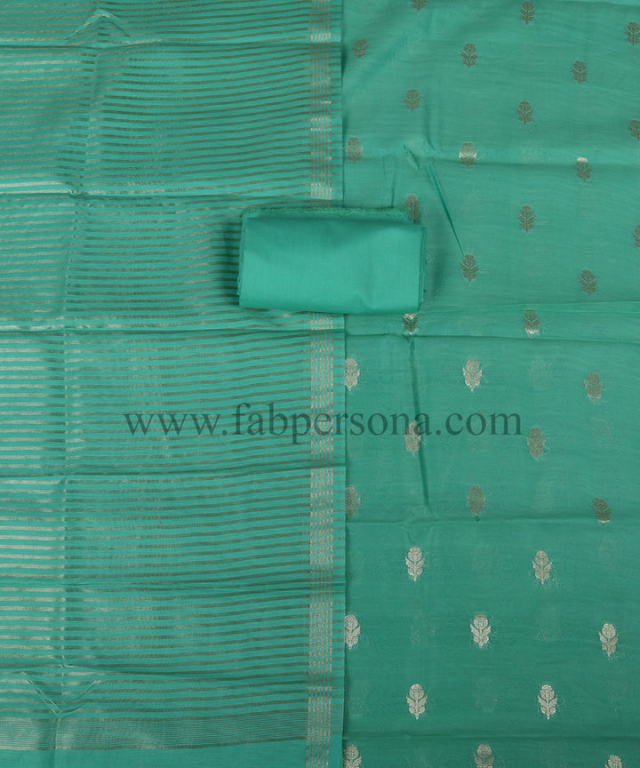 Pure Banarasi Chanderi Silk Unstitched suit with zari stripe Dupatta
