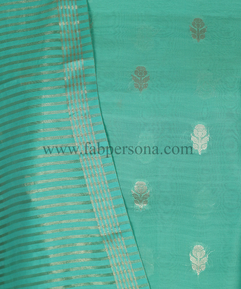 Pure Banarasi Chanderi Silk Unstitched suit with zari stripe Dupatta