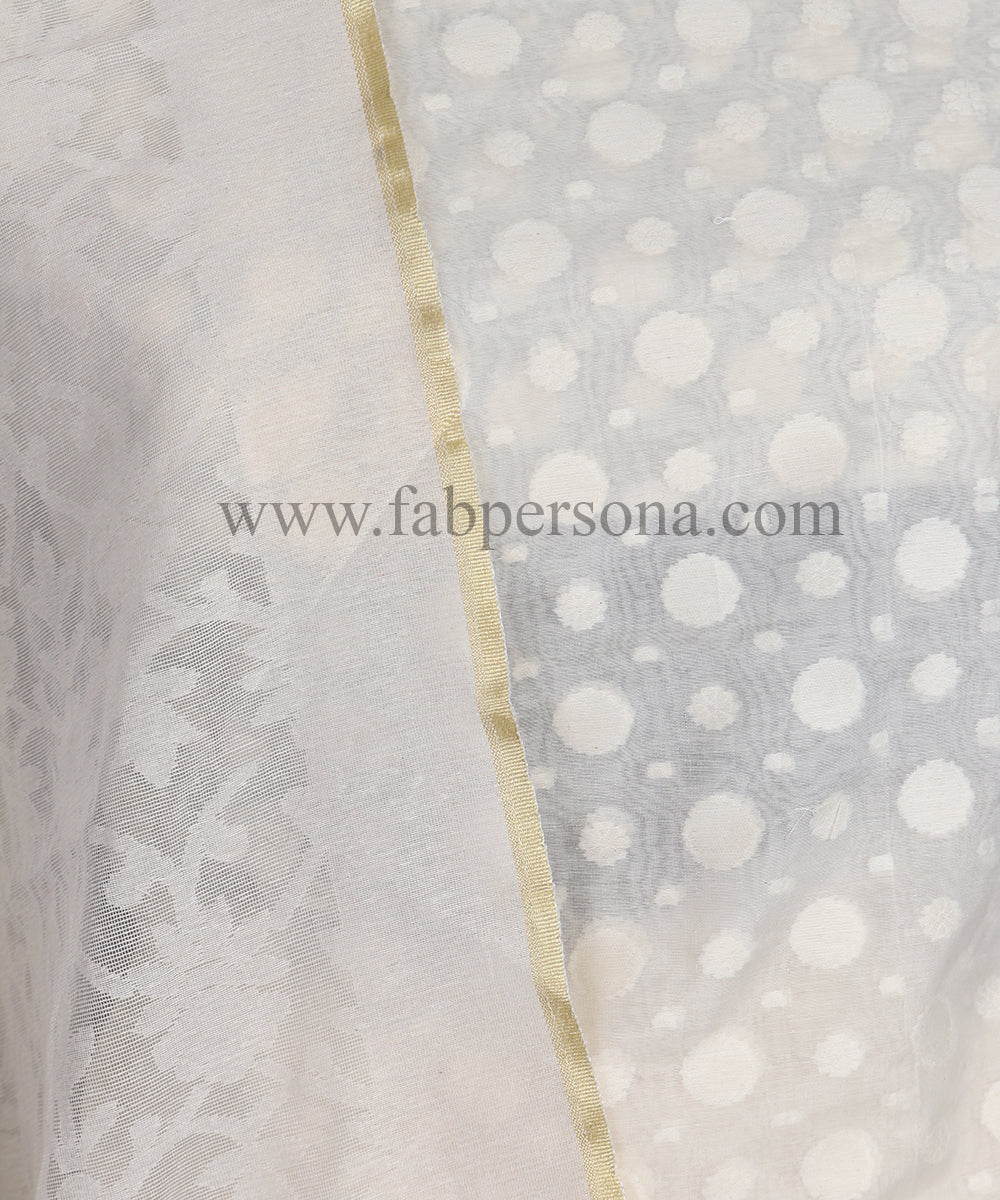 Pure Banarasi Chanderi Cotton Silk With Cotton Weaving Unstitched Suit With Banarasi Khaddi Cotton Weaving Dupatta.