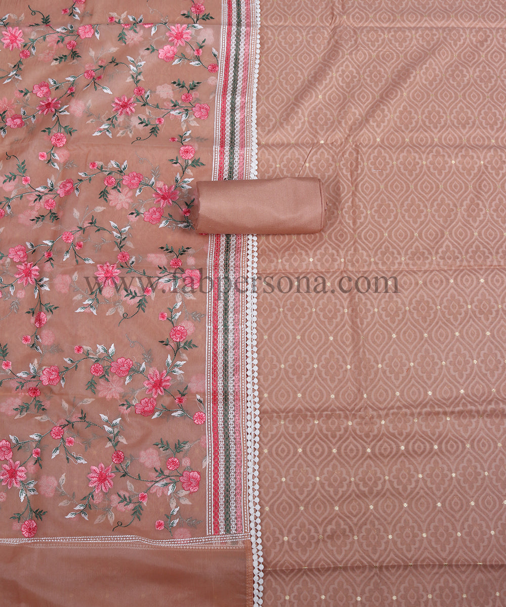 Pure Banarasi Handloom Chanderi Weaved Suit With Banarasi Organza Silk Embroidered Dupatta