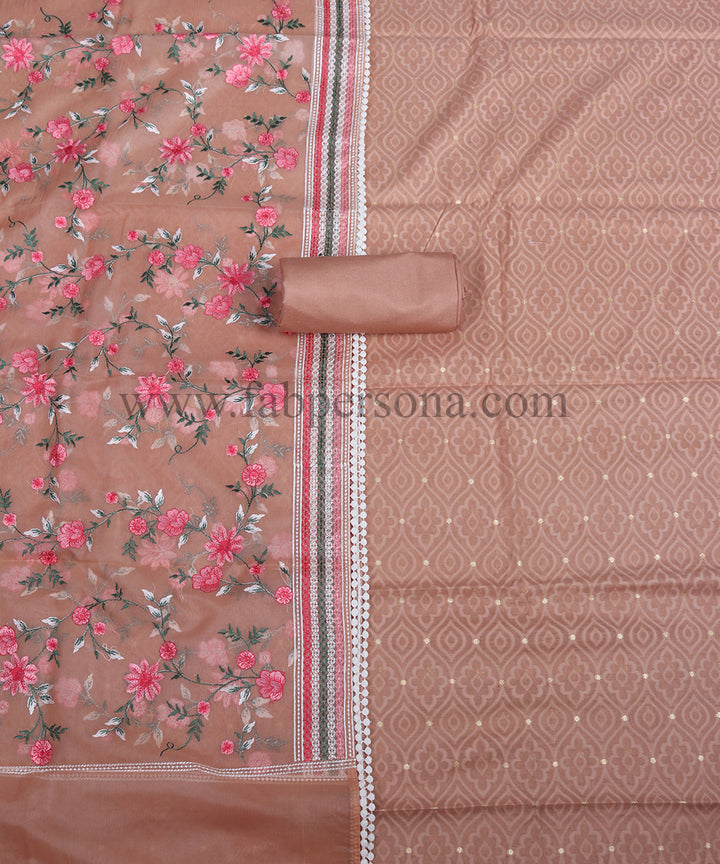 Pure Banarasi Handloom Chanderi Weaved Suit With Banarasi Organza Silk Embroidered Dupatta