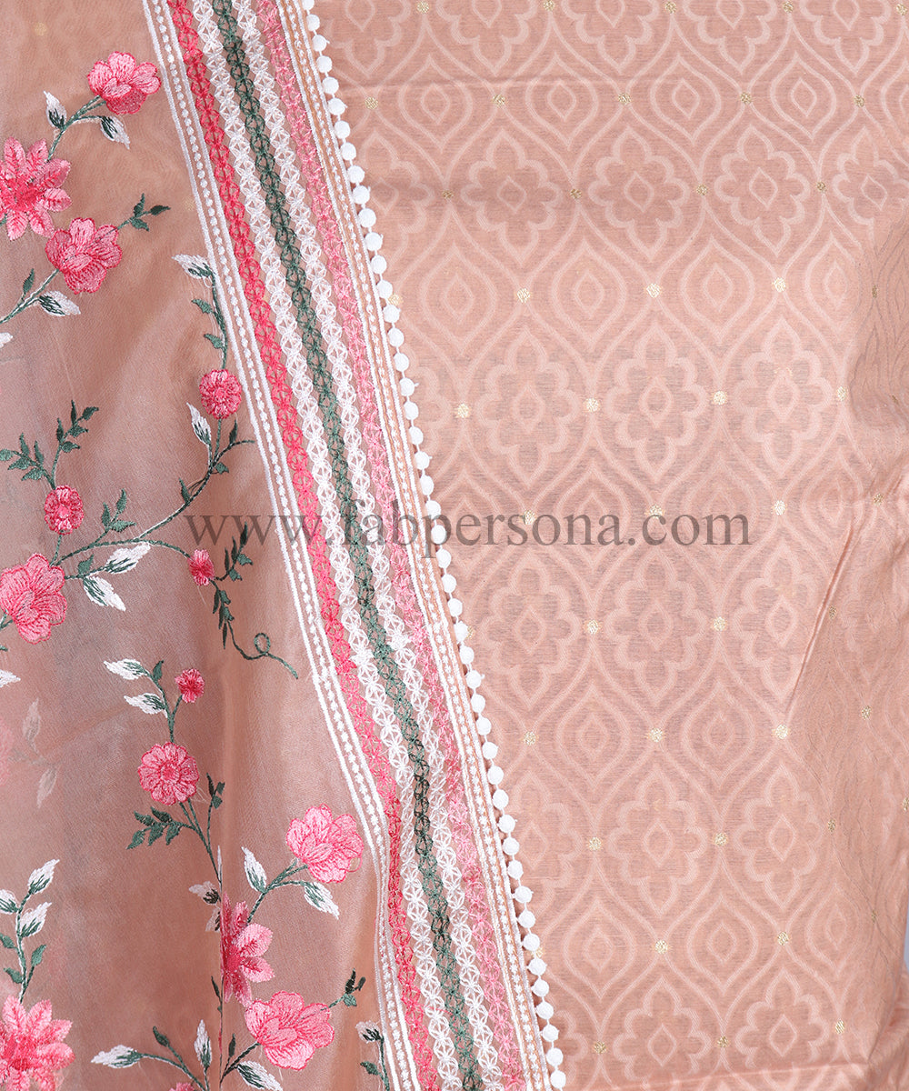 Pure Banarasi Handloom Chanderi Weaved Suit With Banarasi Organza Silk Embroidered Dupatta