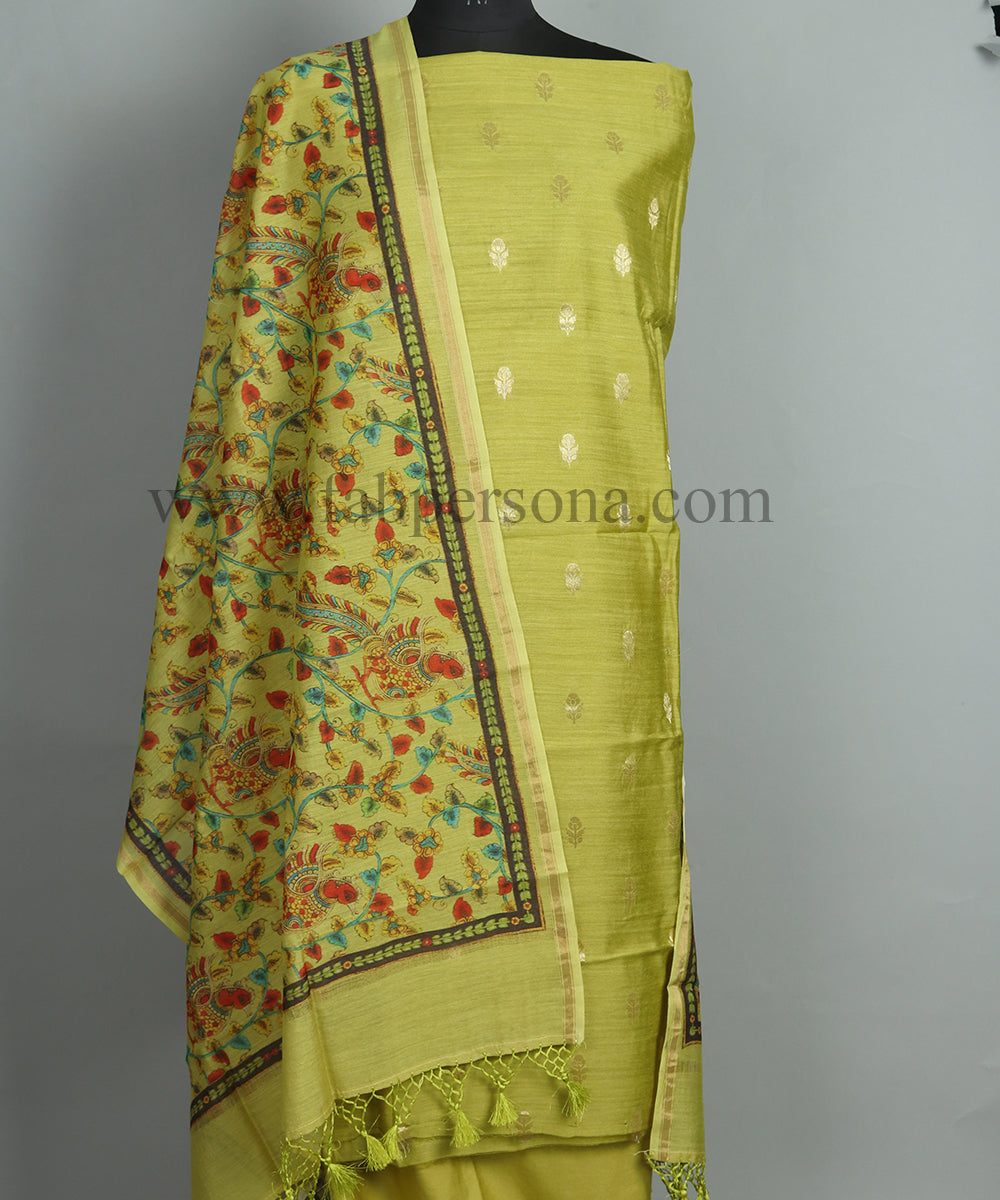 Pure Banarasi Munga Silk zari Buti Unstitched suit With Munga Silk dIgital Print Dupatta..