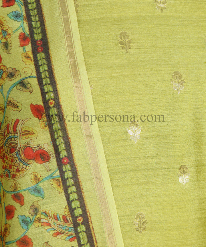 Pure Banarasi Munga Silk zari Buti Unstitched suit With Munga Silk dIgital Print Dupatta..