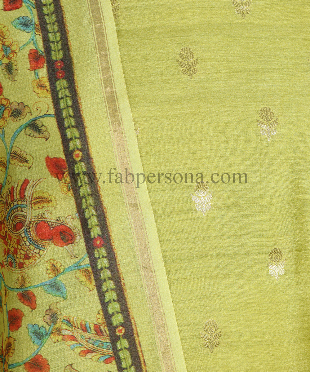 Pure Banarasi Munga Silk zari Buti Unstitched suit With Munga Silk dIgital Print Dupatta..