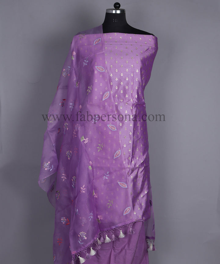 Pure Banarasi Chiniya Silk Buti Unstitched Suit With Organza Silk Dupatta