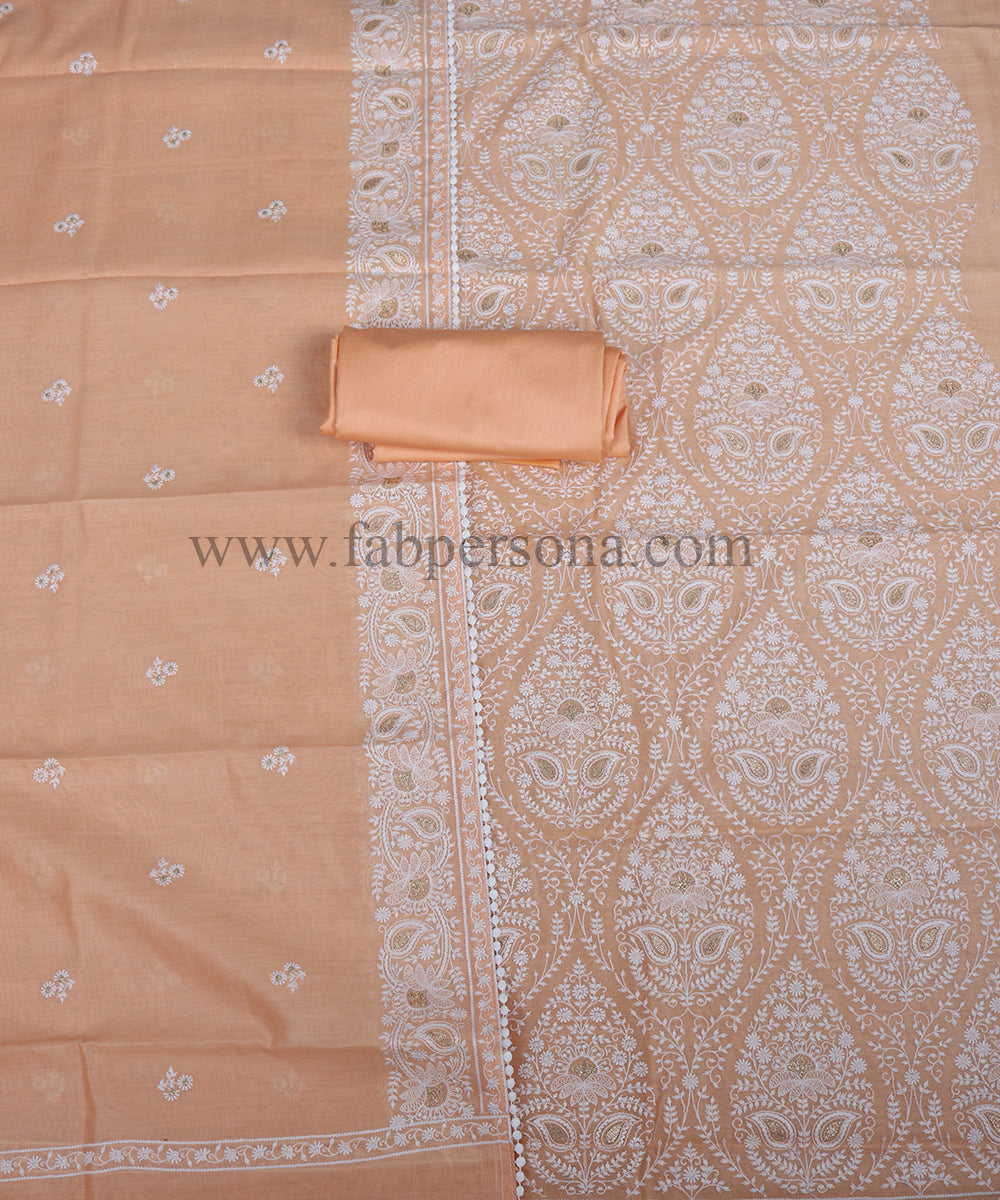 Pure Banarasi Rasham Chanderi Resham Weaved Unstitched Suit With Pure Resham Chanderi Resham Weaved Dupatta.