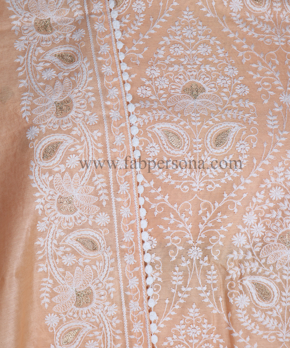 Pure Banarasi Rasham Chanderi Resham Weaved Unstitched Suit With Pure Resham Chanderi Resham Weaved Dupatta.