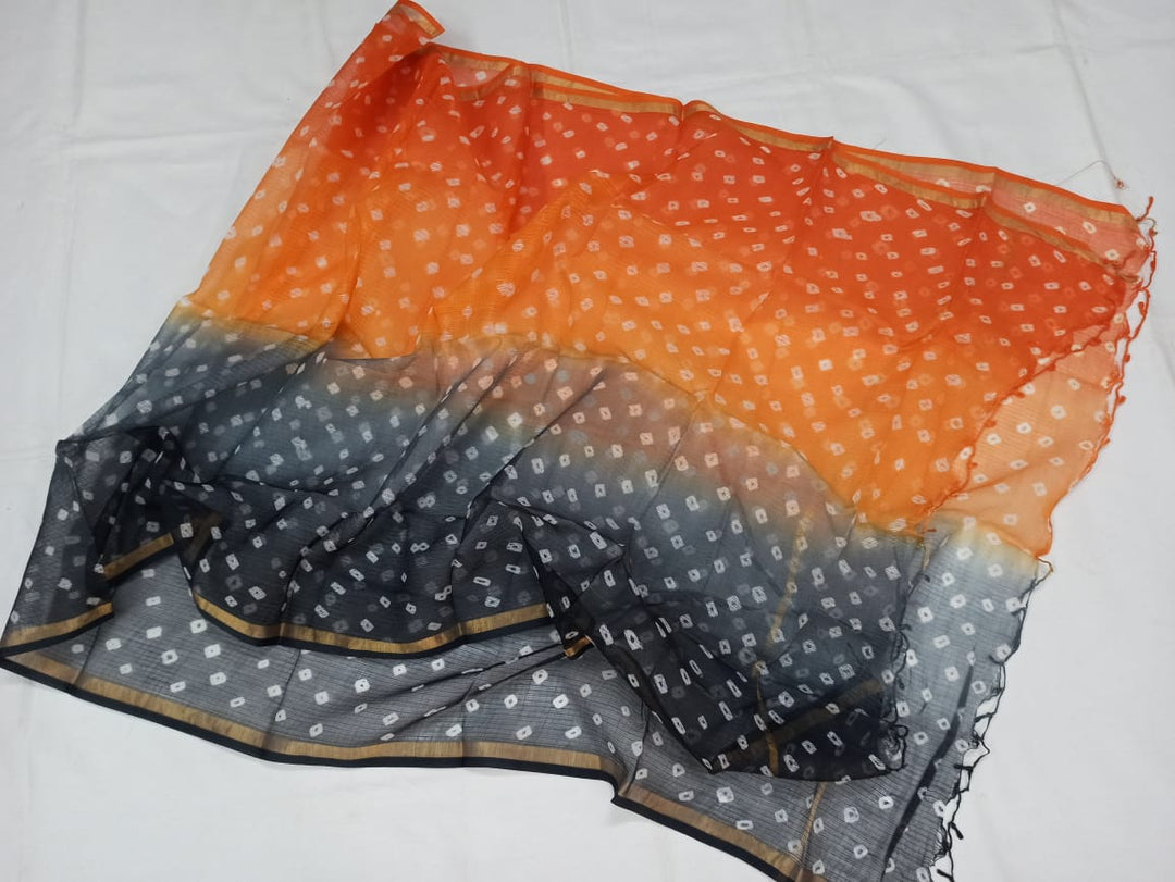 Pure kota-doria Hand Bandhej dupatta