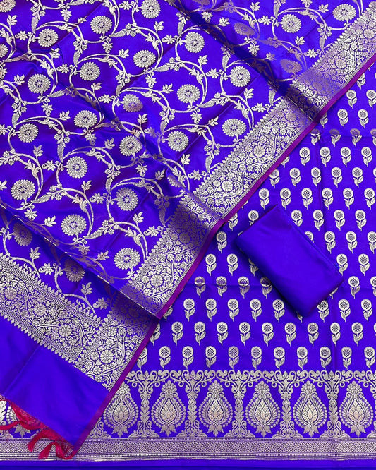 Pure Banarasi Silk Unstitched Suit .