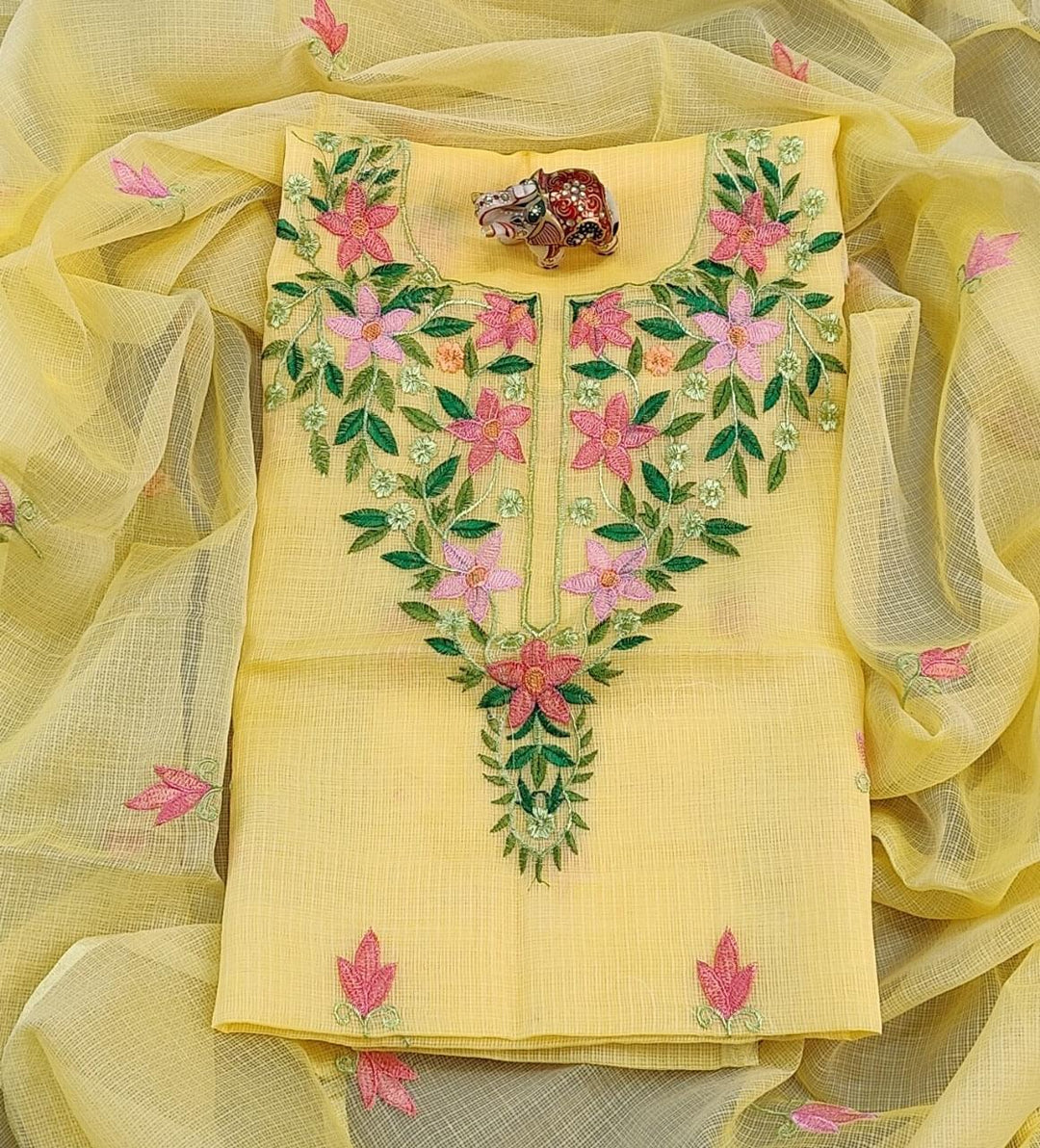 3 pc Pure Kota Doria Cotton Salwar Suit with Embroidery work