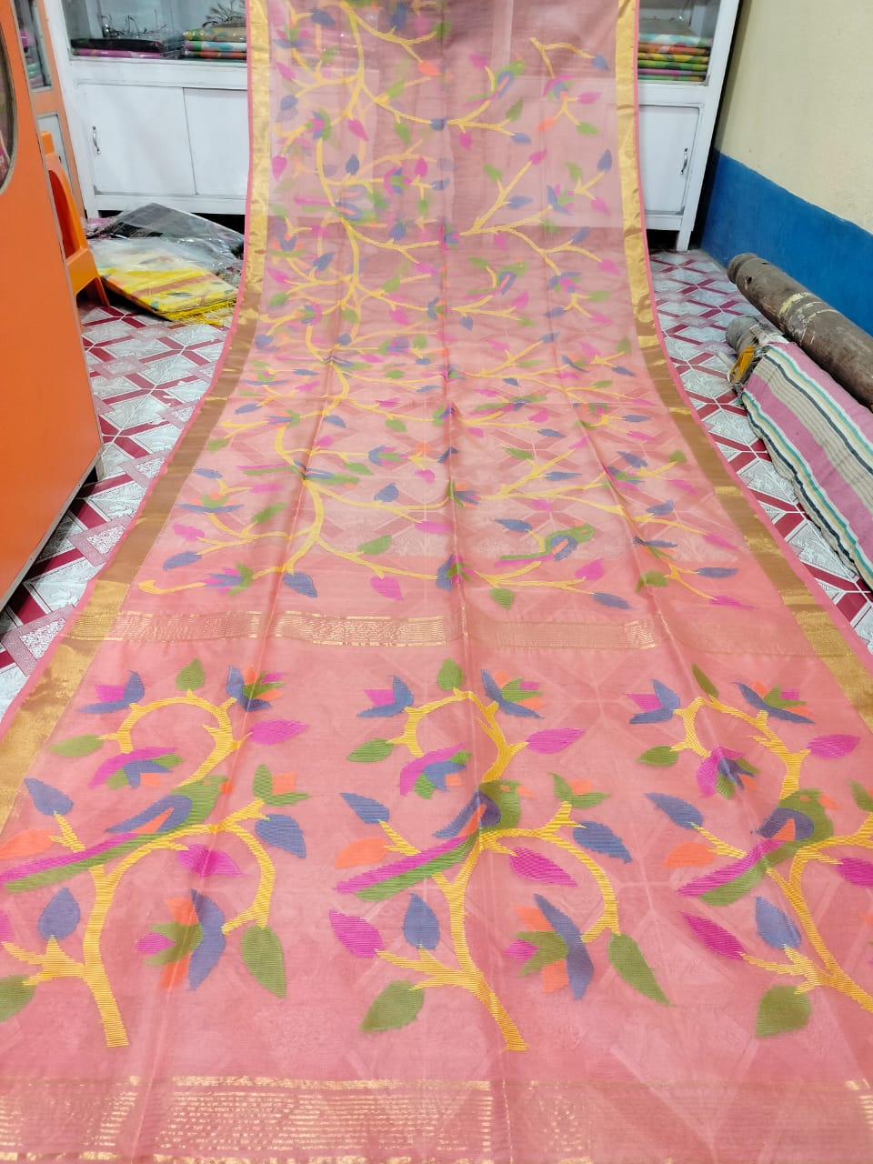 Pure Muslin jamdani Saree With Running Blouse. ( Length- 6.3 meter )