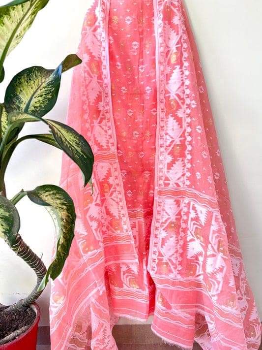 Pure Cotton Silk Jamdani 2pc Unstitched Suit