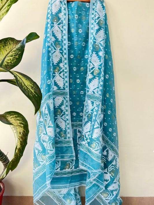 Pure Cotton Silk Jamdani 2pc Unstitched Suit