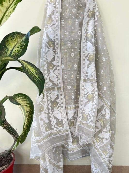 Pure Cotton Silk Jamdani 2pc Unstitched Suit