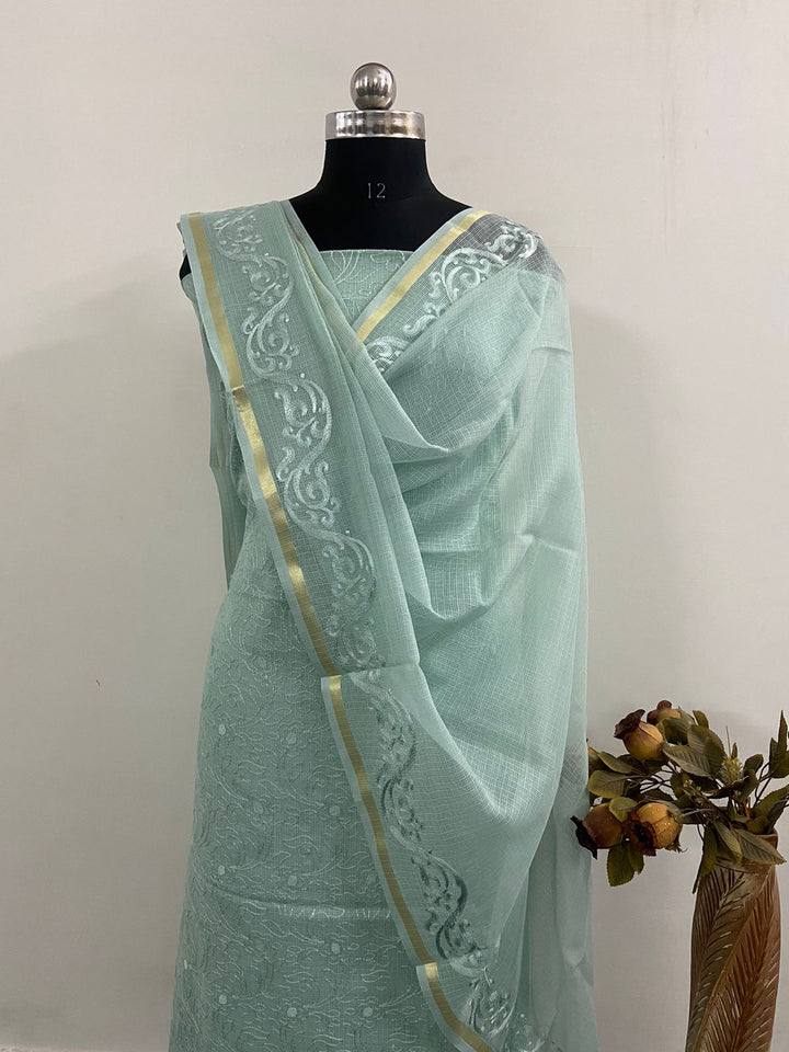 Banarasi kota Cotton suit with kota doria dupatta