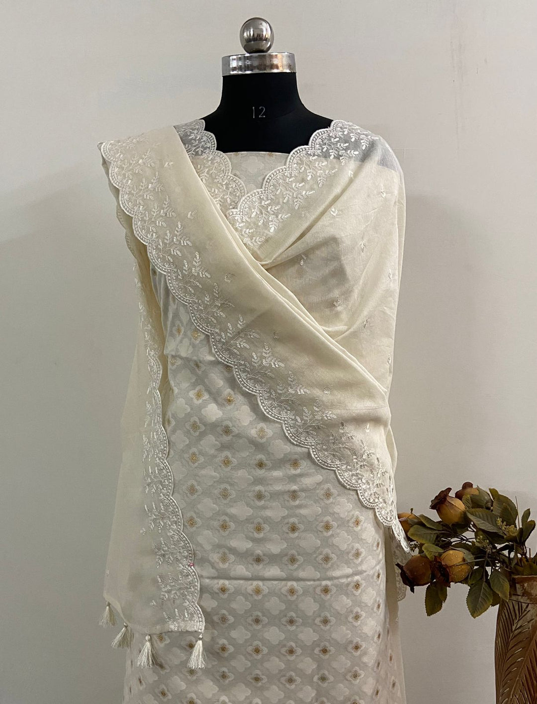 Banarasi Mul Cotton suit with chanderi dupatta