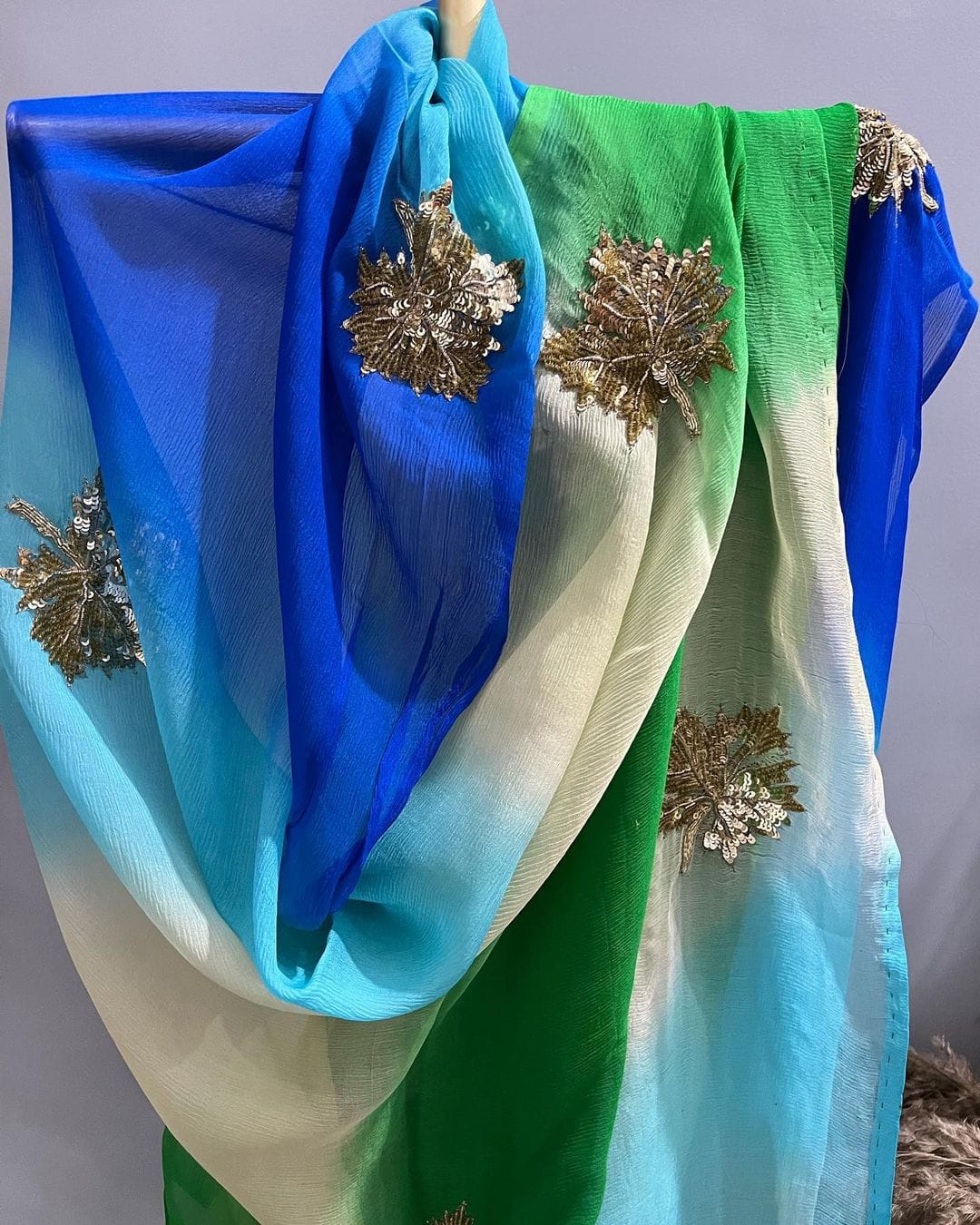 Pure Diamond Chiffon Sequence Katdana Work With 13 heavy Buti And Runn ...