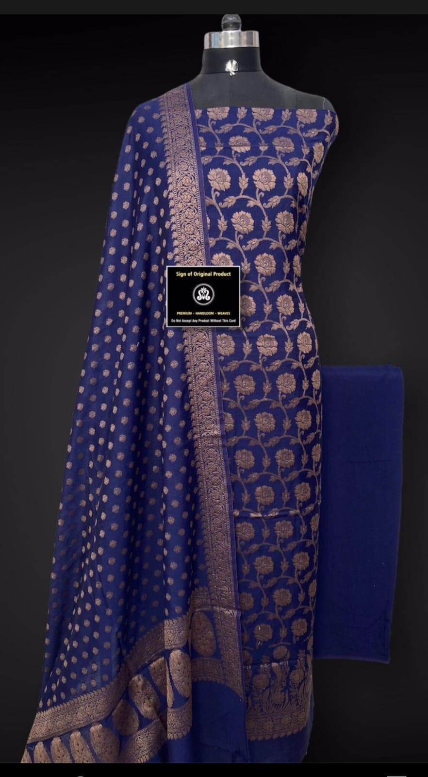 Banarasi Weaving Chiniya Silk 3pc Unstitched Dress Material Suit Set 02