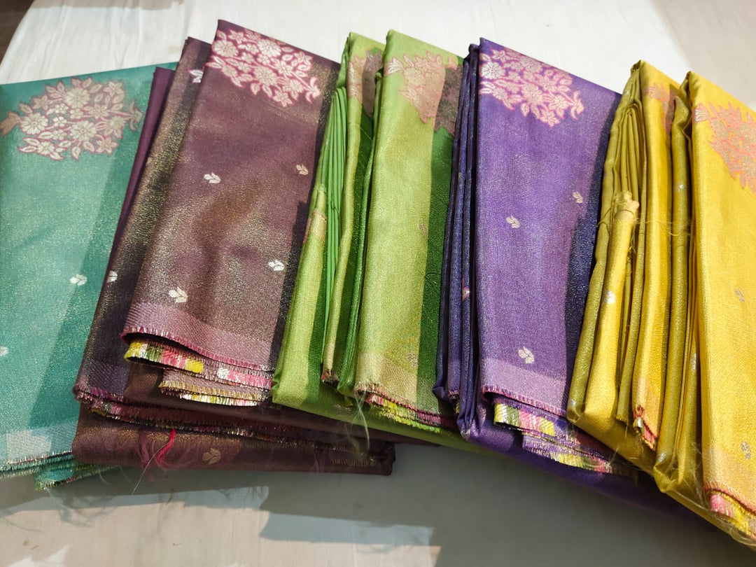 Pure Banarasi Tissue Water Zari weaved Unstitched Suit