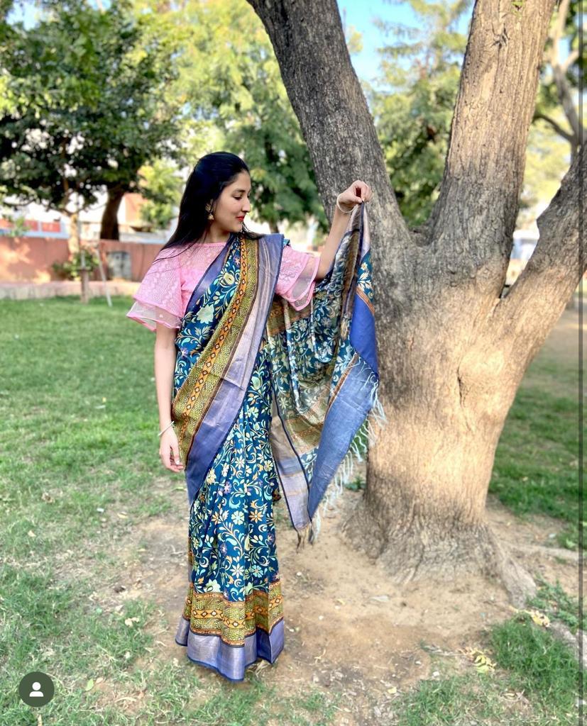 Pure Matka Silk Saree with Digital Print