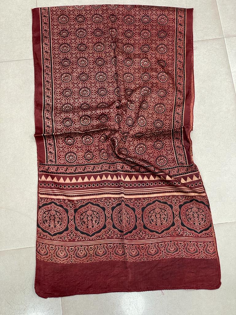 Winter Special Azrakh Print Mashru silk Stoles For Women