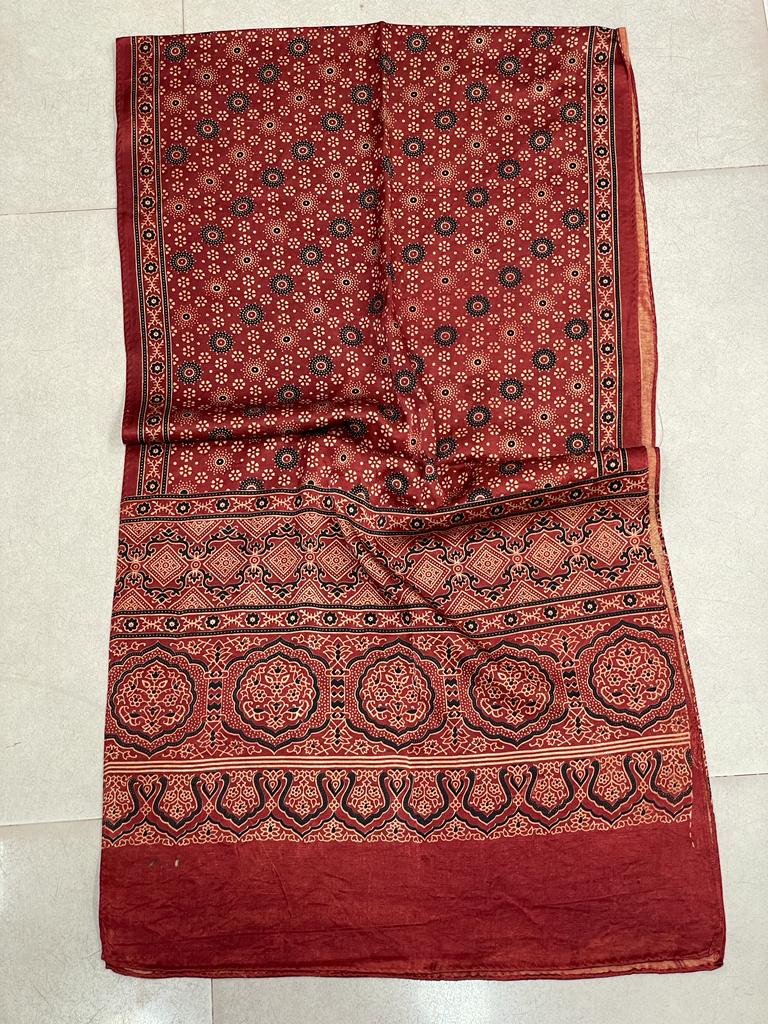 Winter Special Azrakh Print Mashru silk Stoles For Women