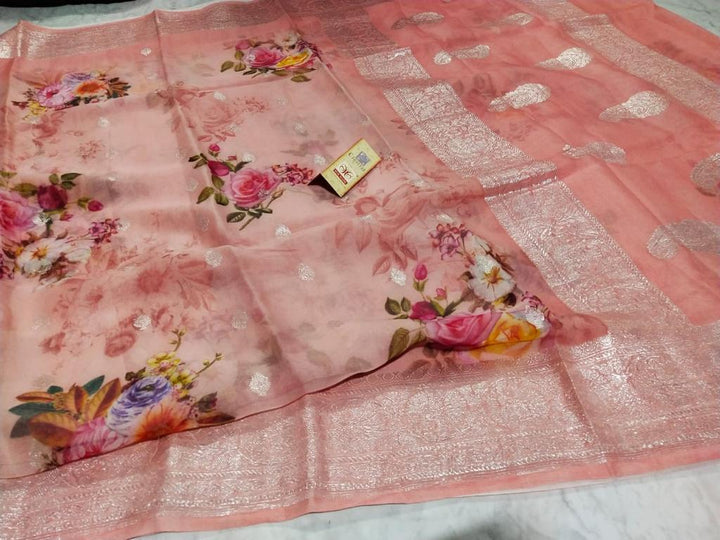 Pure Khaddi Georgette Digital Print Saree With Silk Mark Certificate  ( length- 6.3 meter )