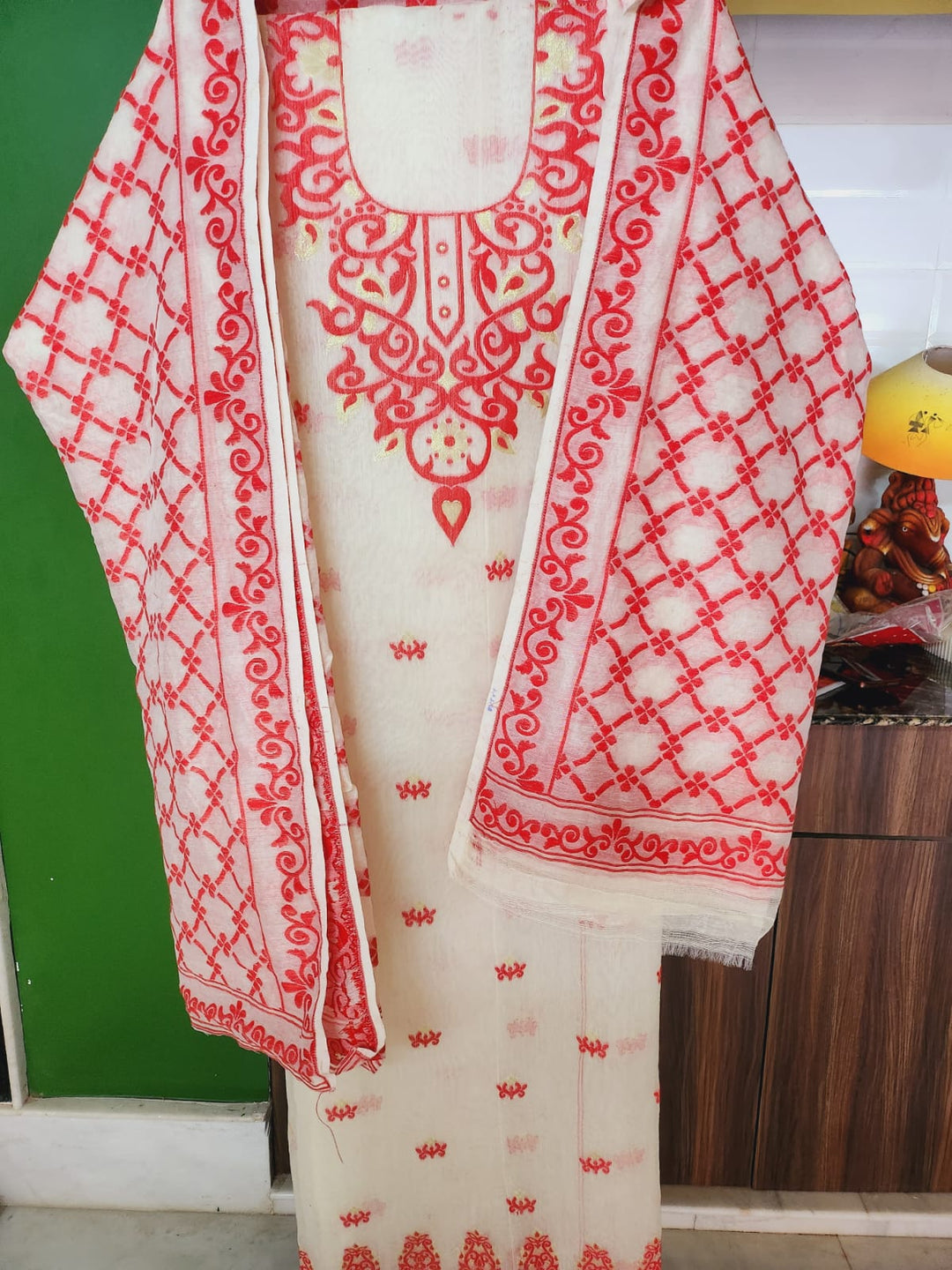 Exclusive cotton jamdani weaved 2 pc unstitched suit