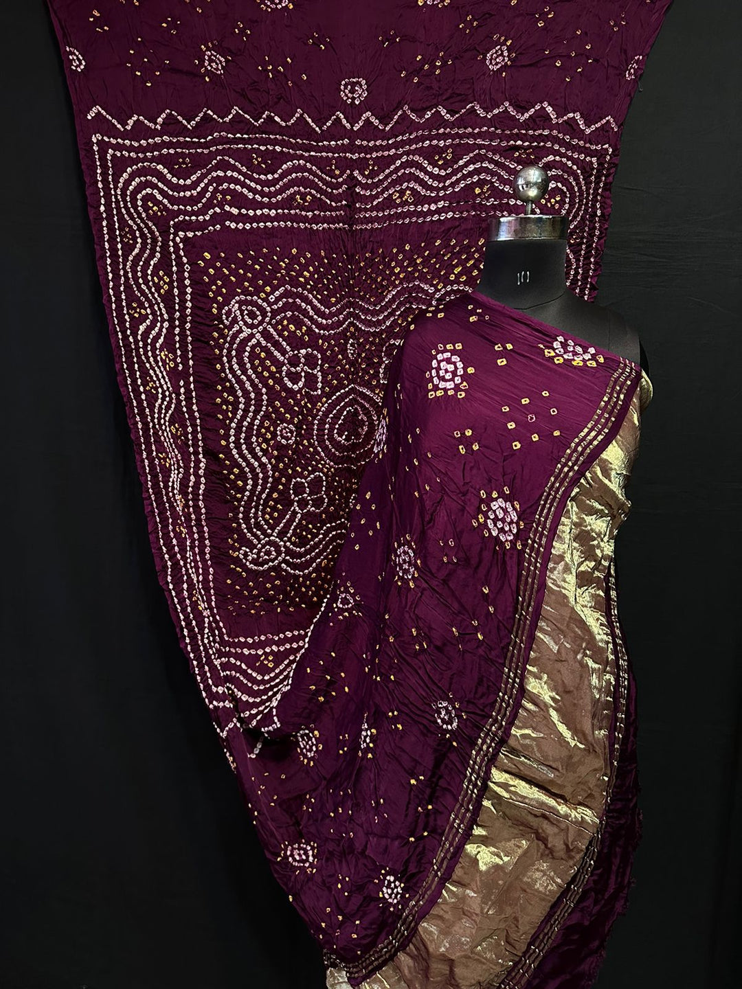 Modal Silk Bandhej Dupatta with tissue pallu