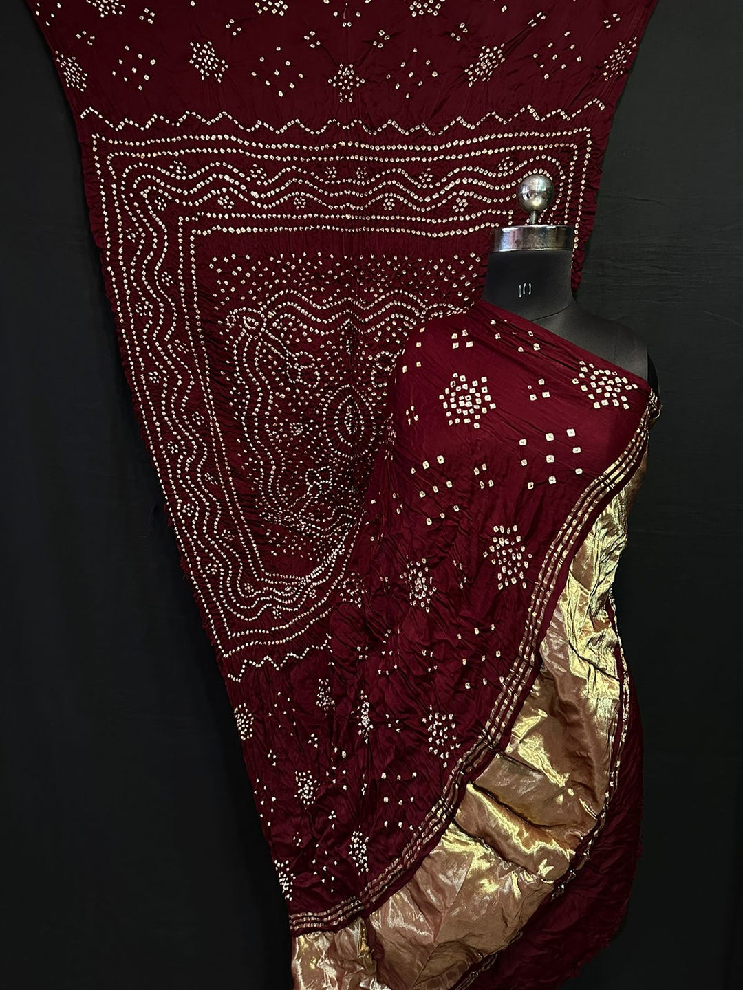 Modal Silk Bandhej Dupatta with tissue pallu