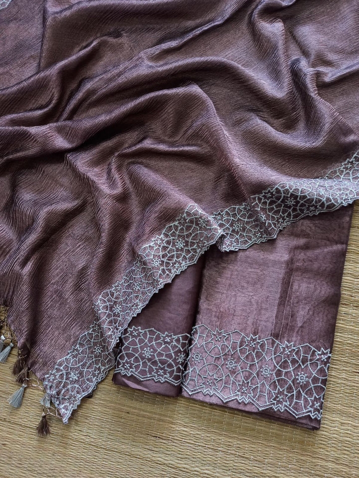 Pure Banarasi Tissue silk Cutwork Design Unstitched Suit