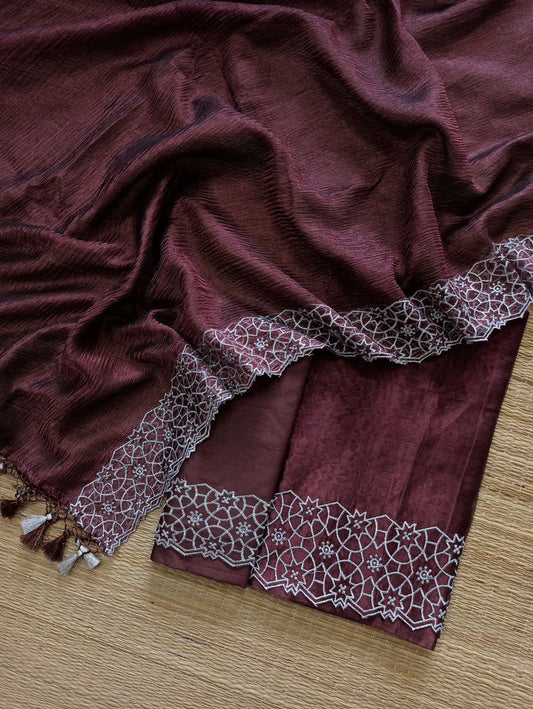 Pure Banarasi Tissue silk Cutwork Design Unstitched Suit