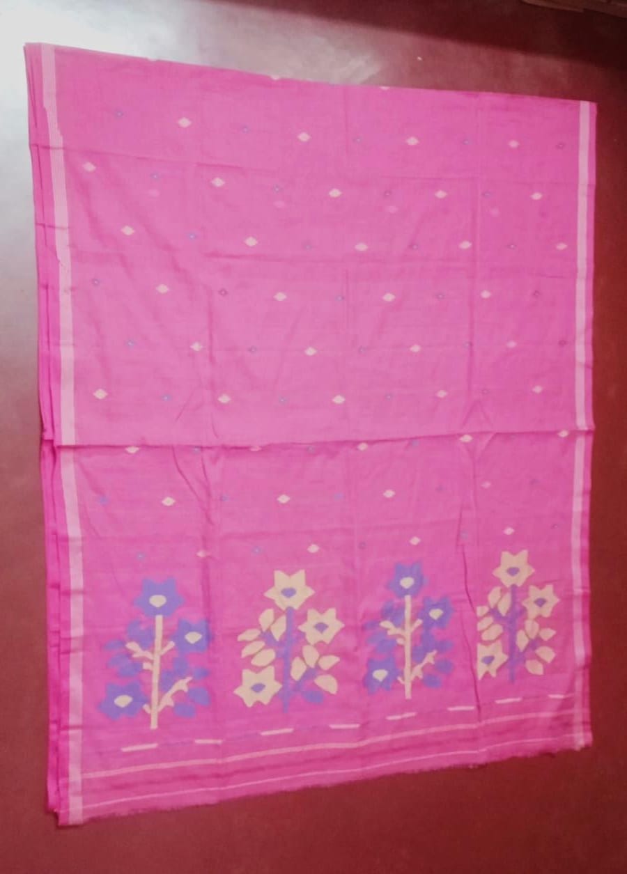 Pure Cotton jamdani Saree Without Blouse . ( Length- 6.3 meter )